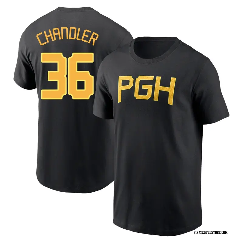 Youth Pittsburgh Pirates ＃36 Bubba Chandler Black 2023 City Connect Wordmark Name & Number T-Shirt