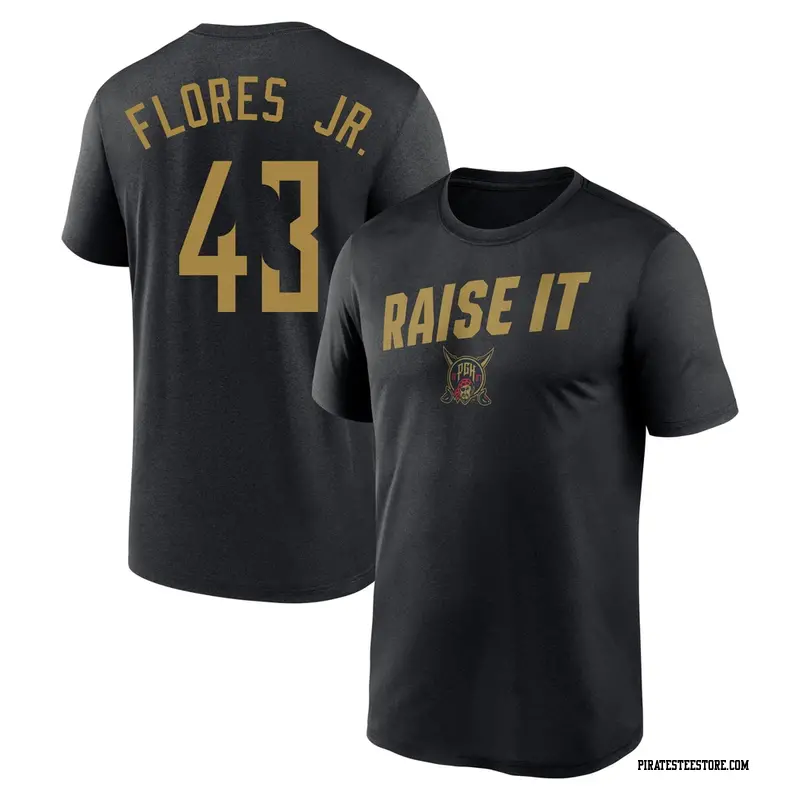 Youth Pittsburgh Pirates ＃43 Rafael Flores Jr. Black 2026 City Connect Team Phrase Script Name & Number T-Shirt