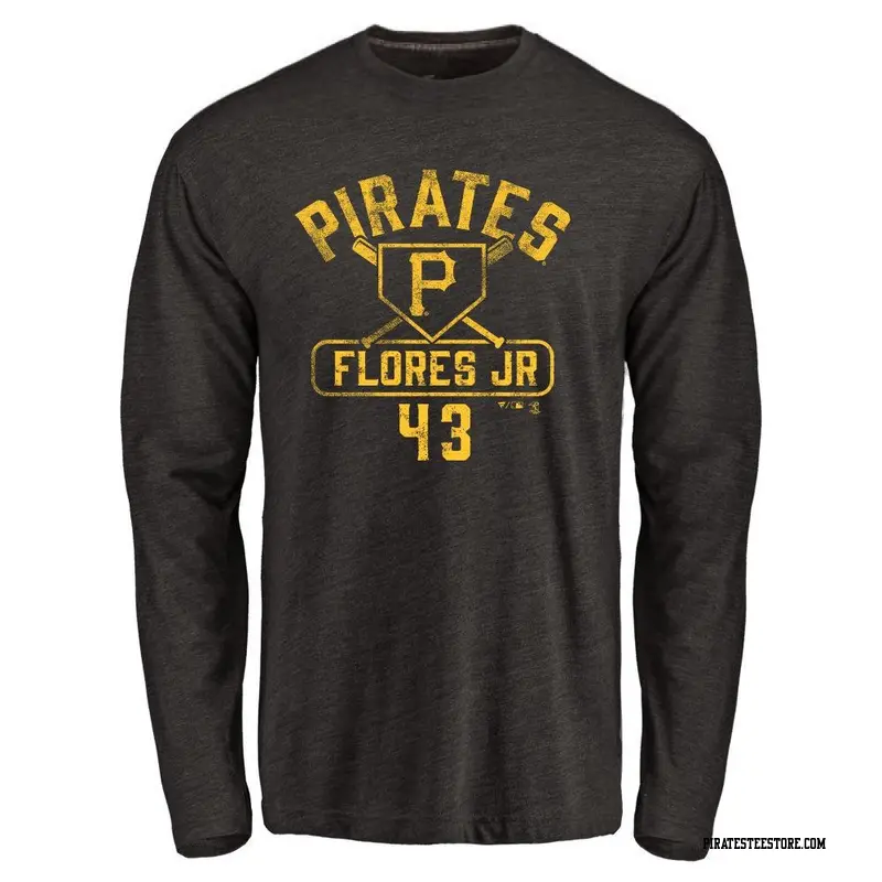 Youth Pittsburgh Pirates ＃43 Rafael Flores Jr. Black Base Runner Long Sleeve T-Shirt