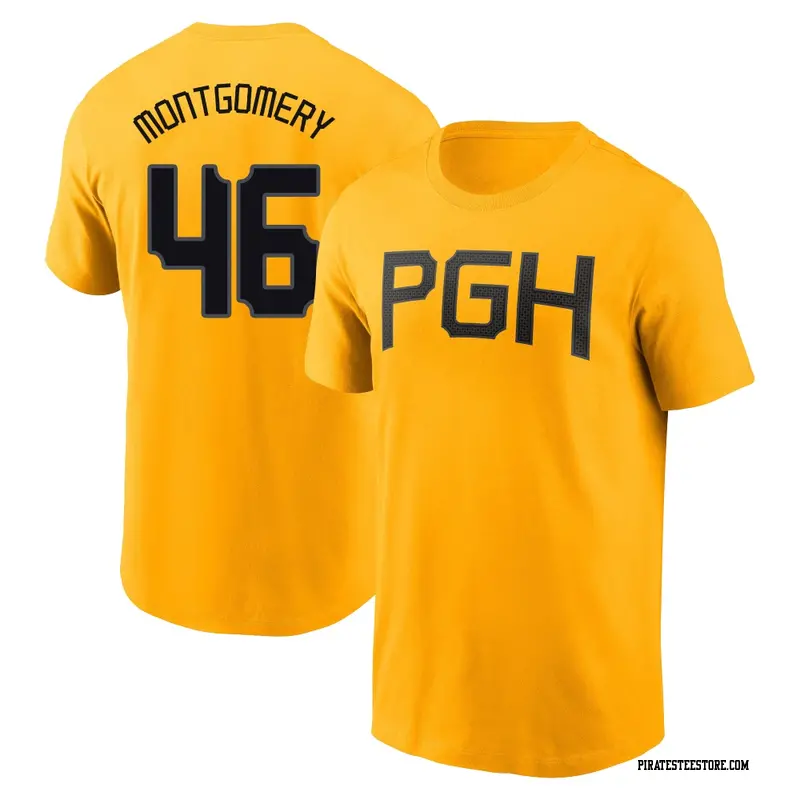 Youth Pittsburgh Pirates ＃46 Mason Montgomery Gold 2023 City Connect Name & Number T-Shirt