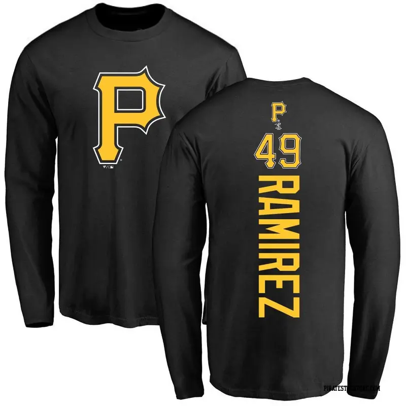 Youth Pittsburgh Pirates ＃49 Yohan Ramirez Black Backer Long Sleeve T-Shirt
